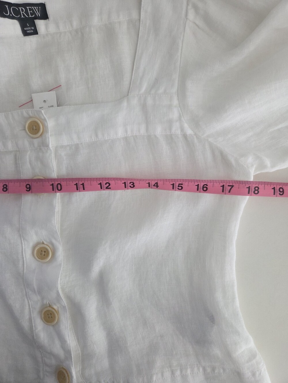 New J. Crew Linen Square-Neck Button Up Bishop Sleeve Blouse - Picture 9 of 10